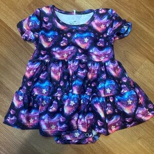 Vibrant Galaxy Heart Baby Dress